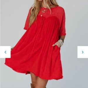 Three bird nest red mini dress